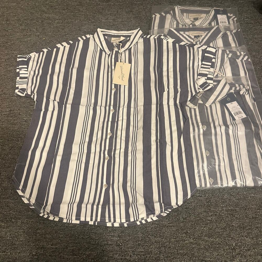 Lot of 5 Universal Thread Casual Button Down Cuffed Sleeve Blue White Steiped XS